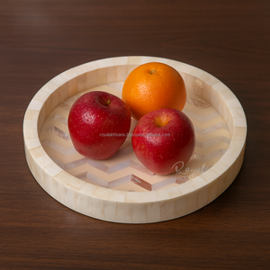Bandeja de Almacenamiento y Servicio Personalizable de Primera Calidad, Hecha a Mano, con Incrustaciones de Nácar, Acabado Pulido, de MDF y Caña, la Mejor Opción al por Mayor, India - Product Image 6