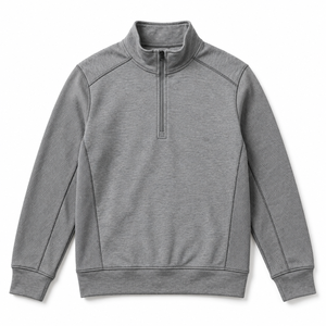 <b>Men's</b> Gray Solid Autumn Quarter Zip Fleece Stand Collar Pullover <b>Sweatshirt</b> with Mesh Side Panels OEM Service - Product Image 1