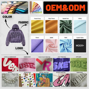 เสื้อฮู้ดดี้คุณภาพสูง OEM แบบกำหนดเอง ปักลายตัวอักษรบนแผ่นหนัง แต่งด้วยคริสตัลวิบวับ ให้ความรู้สึกแบบซันเฟด - Product Image 4