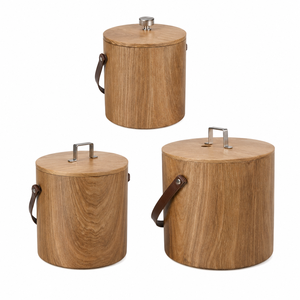 Luxury Solid Acacia Wooden Ice <b>Bucket</b> <b>with</b> <b>Lid</b> and Double Wall Stainless Steel Premium Modern Barware for Home Parties & Hotel - Product Image 6