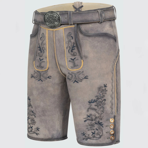Bavarian Lederhosen Eco-Friendly German <b>Shorts</b> with Embroidered Vintage Pattern Customizable Solid Classic Design - Product Image 4