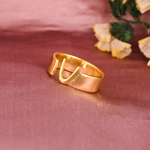Anillo Ajustable de Latón con Inicial de Letra V, Chapado en Oro, Elegante y Moderno, para Mujer, Regalo de Boda o Compromiso, Lote al por Mayor de 25 Pares - Product Image 2