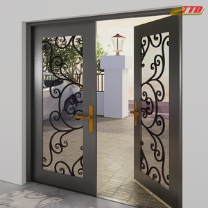 Puerta de Entrada Postmoderna de Hierro Forjado Personalizada con Paneles de Vidrio, Malla de Acero Inoxidable, Impermeable, 1 Año de Garantía Total - Product Image 3