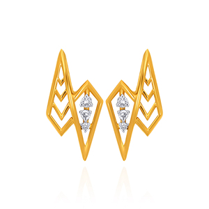 Boucles d'oreilles minimalistes en or jaune 14 carats avec diamants de laboratoire en forme de cerf-volant, bijoux pour femmes à porter au quotidien, couleur G - Product Image 1