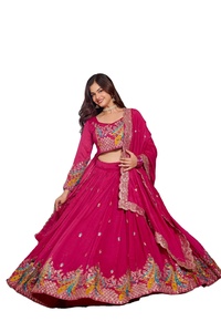 ชุดเลเฮนกาโชลีแบบดั้งเดิมของอินเดีย ตัดเย็บสำเร็จพร้อมใส่  งานแต่งงาน งานเลี้ยง  ผ้าออร์แกนซ่า ทรงเข้ารูป  ขายดีอันดับหนึ่ง - Product Image 4