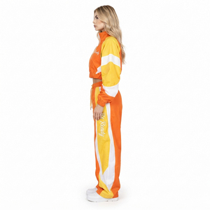Conjunto Deportivo para Mujer, Chaqueta Corta Cortavientos con Bloques de Color y Logotipo Bordado, Pantalones Deportivos Holgados, Estilo Urbano - Product Image 3