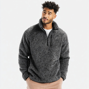 Veste Sherpa pour homme à col montant et demi-zip, chaude pour l'hiver, en polaire, pour l'extérieur et le style urbain - Product Image 5