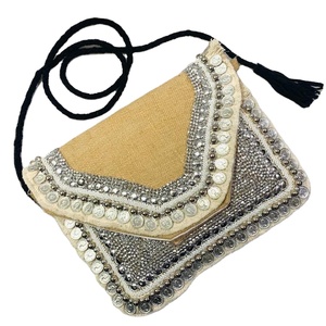 กระเป๋าผ้าปอกระเจาโบฮีเมียนขนาดใหญ่มีสไตล์สำหรับผู้หญิงกระเป๋าโท้ททำด้วยมือทนทานมีซิปเย็บปักตกแต่งปรับแต่งได้สำหรับผู้หญิง - Product Image 1