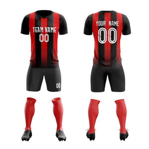 Conjunto de Camiseta de Fútbol Personalizada para Hombre, Azul y Blanco a Rayas, Cuello en V, Manga Corta, Absorbe la Humedad, Ajuste Atlético, para Todas las Temporadas - Product Image 4