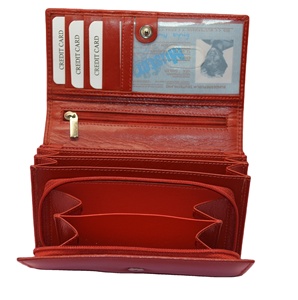 Women Genuine Leather Long <b>Wallet</b> Fold Closure Minimalist Clutch <b>Red</b> Multi-functional Daily Use - Product Image 5