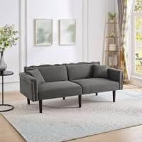 Sofá Cama Convertible Multifuncional 2 en 1, Sofá Cama Seccional Moderno de Madera Extensible de Dos Plazas, Tapizado Ajustable para Villa