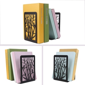 Ensemble d'entretoises à livres décoratives en métal noir, design moderne avec découpe d'oiseau et d'arbre, organisateur de bureau, porte-livres, taille personnalisée - Product Image 4