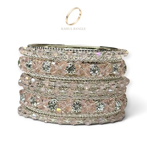 Bracelet en argent plaqué avec pierres de zircon rose haute brillance, bracelets en acier inoxydable, collection de mariage et de fêtes, vente en gros - Product Image 5