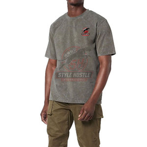 Camiseta de manga corta de alta calidad 100% algodón para hombre, lavado ácido, corte holgado, con logo personalizado impreso, camiseta de lavado ácido para hombre - Product Image 3
