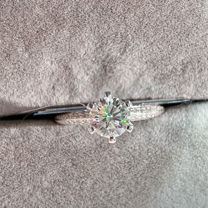 Anillo de Plata de Ley 925 con Diamante Cultivado en Laboratorio, Certificado GRA, Color D, Corte Brillante, Gema, Anillo de Boda, Joyería de Moda - Product Image 3