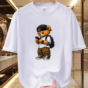 Camiseta Gráfica de Moda Urbana para Hombre, Estilo Hip Hop, Oversize, de Algodón, Casual, de Manga Corta, Blanca, Estampada, para Verano - Product Image 1