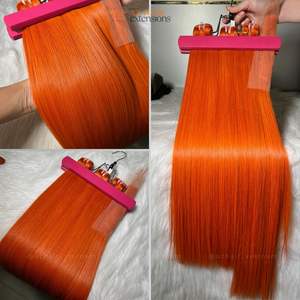 Tendance chaude couleur Orange faisceaux de trame pleine longueur haute qualité extensions de cheveux crus vierges vietnamiens pas cher prix prêt à expédier - Product Image 3