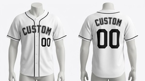 Maillot de baseball personnalisé pour homme, blanc, manches courtes, boutonné, respirant, en polyester, vêtements de sport toutes saisons, coupe classique - Product Image 1