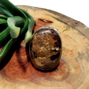 Anillo de Bronzita Natural con Plata de Ley 925, Hecho a Mano, Cabujón Ovalado, Estilo Bohemio, Certificado por Terceros, para Hombre - Product Image 3