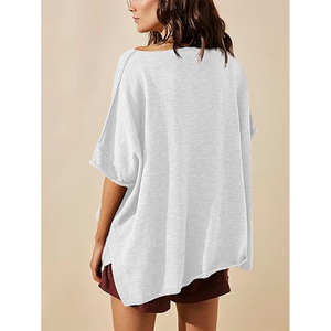 T-shirt décontracté unisexe noir à col rond, coupe ample, manches courtes, couleur unie, tricoté, écologique, 100% coton, toutes saisons - Product Image 6