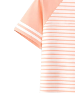 Custom Peach <b>White</b> Striped Raglan T Shirt Cotton Summer Casual Wear Tee Contrast Sleeve Round Neck OEM Supplier Manufacturer - Product Image 6