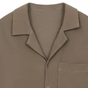 Chemise Homme Côtelée Boutonnée Manches Courtes Coupe Décontractée Été Couleur Unie Fourniture en Gros OEM - Product Image 3