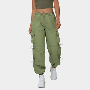 Pantalon cargo léger brodé pour homme, taille haute, poches utilitaires, en velours côtelé, décontracté, streetwear, coupe ample - Product Image 1