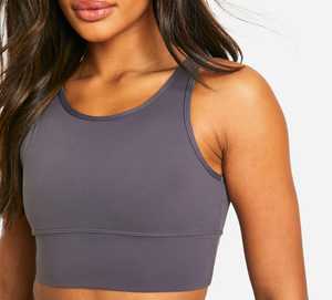 Sujetador deportivo gráfico para mujer, espalda cruzada, cuello redondo, logo frontal, color liso, transpirable, de alto soporte, para yoga, Vyrra International - Product Image 6