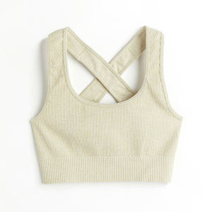 High Quality Women Gym Active Yoga Wear Front Halter Backless Strappy Padded Spandex <b>Open</b> Back Sport <b>Bra</b> Wholesale Gym Sport <b>Bra</b> - Product Image 1