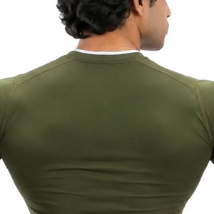 Men's Olive <b>Green</b> Slim Fit Crew Neck Short Sleeve T Shirt Plain Fitted Casual Basic Tee - Product Image 4