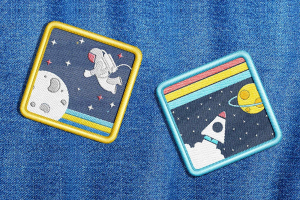 Parche de Tela Bordado con Diseño de Noche Estrellada, Rectangular, para Coser, Hecho a Mano, Decoración, Regalo - Product Image 2