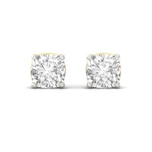Boucles d'oreilles solitaires à clous en diamant CVD de laboratoire taille coussin 0,65 ct, éclat céleste, plaqué or 10K, bijoux élégants et tendance, cadeau - Product Image 5