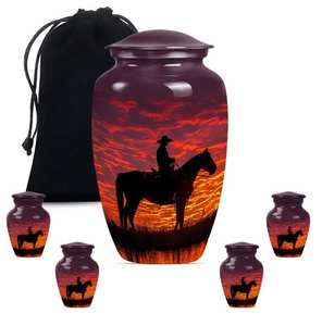 Urna Funeraria Sunset Cowboy para Cenizas, Hecha a Mano, Personalizada, Decorativa, Urna Conmemorativa Personalizable, Recuerdo de Cenizas para Hombre y Mujer - Product Image 2