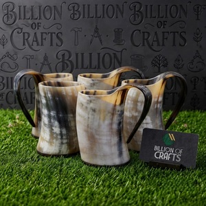 Chope à bière artisanale en corne de buffle, style Viking, naturelle, rustique, objet d'art de collection - Product Image 3