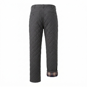 <b>Men's</b> Woolen Quilted Thermal <b>Trousers</b> with Elastic Waist Midweight Plaid Cuffs-Winter Sleepwear <b>Lounge</b> Wear - Product Image 3