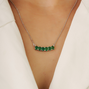 Collier pendentif en argent sterling 925 pour femmes, luxe léger, 100% authentique, pierre précieuse émeraude taille ovale, pour fête de mariage - Product Image 2