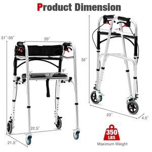 Deambulatore con Ruote e Freni Comodo per Terapia Riabilitativa - Product Image 3