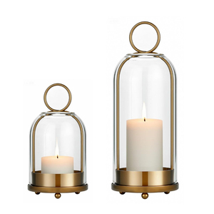 Ensemble de porte-bougies chauffe-plat en verre transparent à motif côtelé avec base en laiton, résistant à la chaleur, pour décoration intérieure, porte-bougies votives en métal et verre - Product Image 2