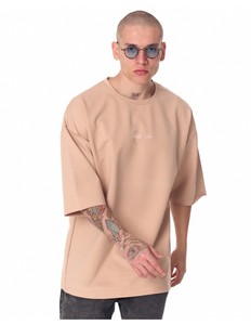 Camiseta Beige Extra Grande para Hombre, Manga Corta, Cuello Redondo, Algodón Jersey, Informal, con Estampado de Logotipo en la Parte Delantera - Product Image 3