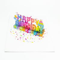 Carte de vœux 3D créative faite à la main, carte en papier pour anniversaire, cadeau, logo personnalisé OEM, fournisseur en gros, multicolore, numérique
