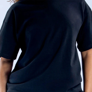 Camiseta de Manga Corta con Cuello Redondo para Mujer, Talla Grande, Color Negro Sólido, Ajuste Holgado, Algodón Jersey, Transpirable y Ligera, Venta al Por Mayor, Calidad Superior - Product Image 4