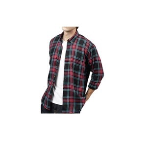 Chemise en flanelle à manches longues personnalisable pour hommes nouvelle conception à carreaux décontractée à la mode respirante tricotée à bas prix - Product Image 1