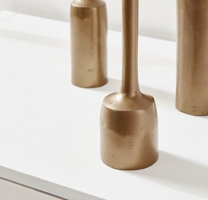 <b>Brass</b> <b>Candlestick</b> <b>Holder</b> Set of 3 Cylindrical Home Decoration Durable Vintage Style At Cheap Price - Product Image 2
