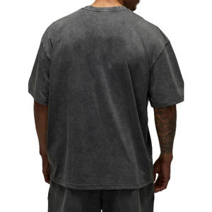 T-shirt pour homme style hip-hop délavé vintage, sérigraphié, grammage du tissu personnalisé, logo sur mesure, coupe ample, production OEM en gros - Product Image 2