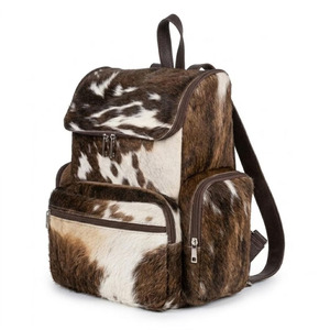 Sacs à dos scolaires en cuir de vachette de luxe avec poils, fabricant OEM, conception personnalisée, fournisseur en gros, qualité supérieure - Product Image 1