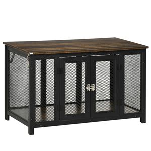 Solid Rectangle Heavy Duty Dog <b>Crate</b> Furniture Large Spacious Interior Chewproof for Medium Sized Dogs Available Brown Black - Product Image 1
