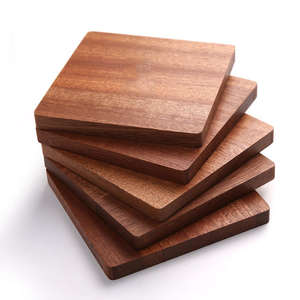 Ensemble de sous-verres carrés en bois avec support, sous-verres en bois d'acacia en gros pour table basse, bar, cuisine, décoration de la maison - Product Image 6