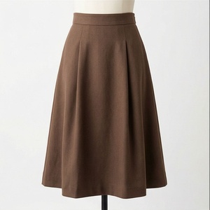 Falda Plisada de Cintura Alta para Mujer, Estilo Línea A, Color Sólido, Largo hasta la Rodilla, Tela de Lana, para Todas las Temporadas - Product Image 1