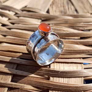 Carnelian <b>Spinner</b> <b>Ring</b> 925 Sterling Fidget Carnelian <b>Silver</b> <b>Spinner</b> <b>Ring</b> Anxiety Relief Handmade Boho Jewelry Gift - Product Image 5