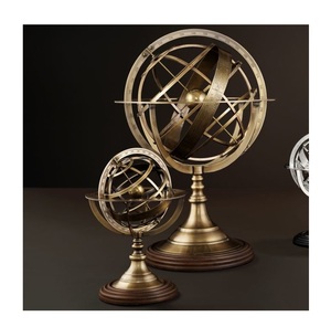 Globo Terráqueo de Aluminio Estilo Antiguo con Base Negra Mate, Globo Geográfico Retro para Escritorio, Decoración para Sala de Estudio - Product Image 4